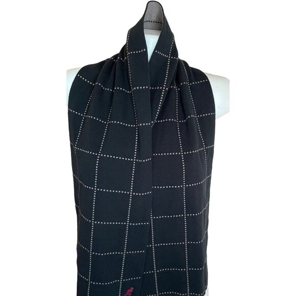 Kangol Black Gray Plaid Men's Muffler Winter Weight Cotton Blend 11" x 56" - Picture 5 of 8